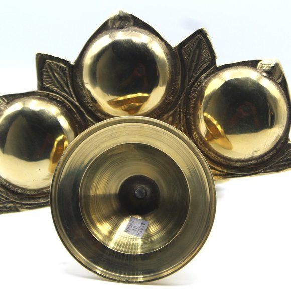 Handmade Solid Brass Peacock Tabletop 3 Tealight Candle holder Centerpiece Decor - Picture 6 of 12